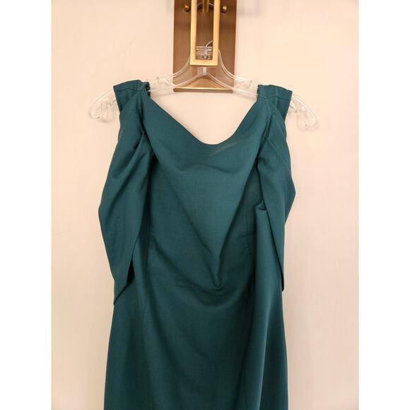 Oscar de la Renta Women's Teal High Neck Cowl Back Formal Gown Size 8 - Picture 2 of 11